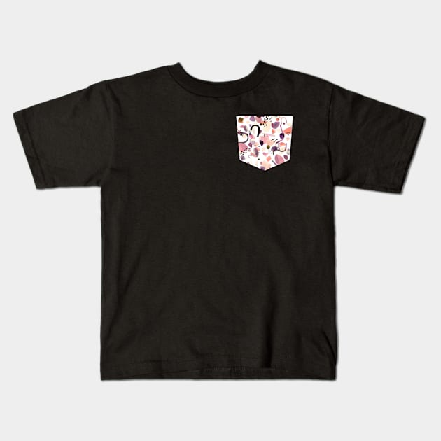 Pocket - watercolor pieces mauve Kids T-Shirt by ninoladesign